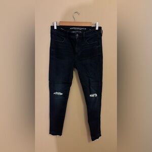 American Eagle Outfitters Men's Distressed Black Skinny Jeans